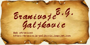 Branivoje Galjković vizit kartica